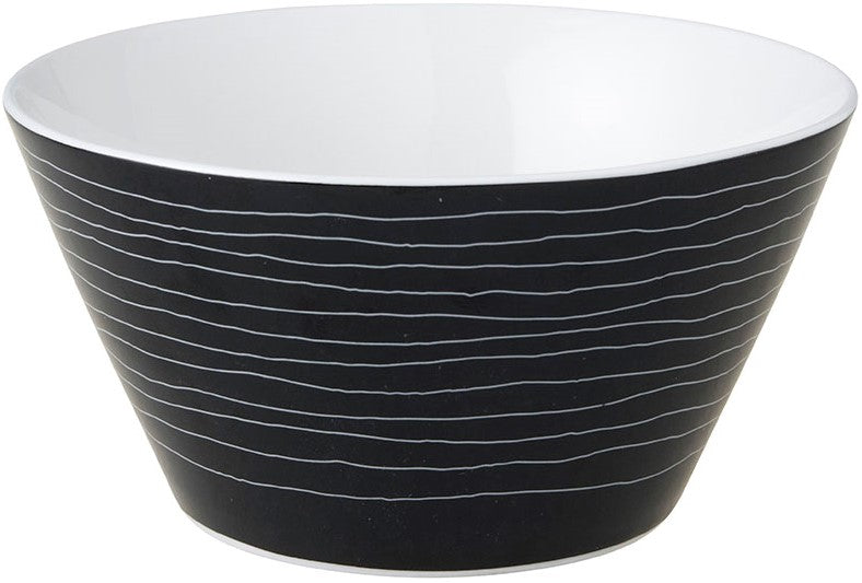 Bliss Kom 14 cm Zwart Streep Wit