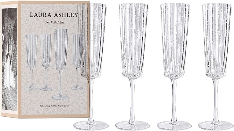 Laura Ashley Giftset 4 Champagne Glasses Clear 21 cl.