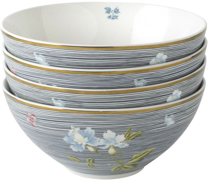 Laura Ashley Giftset 4 Bowls 16 cm Midnight Pinstripe
