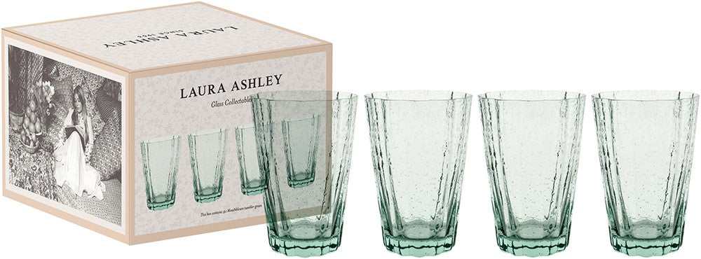 Laura Ashley Gift Set 4 Long Drink Glasses Green 41 cl.