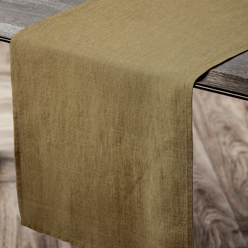 Laura Ashley Tafelloper Oil Geel Dubbelzijdig Uni/Daniela 40x150cm