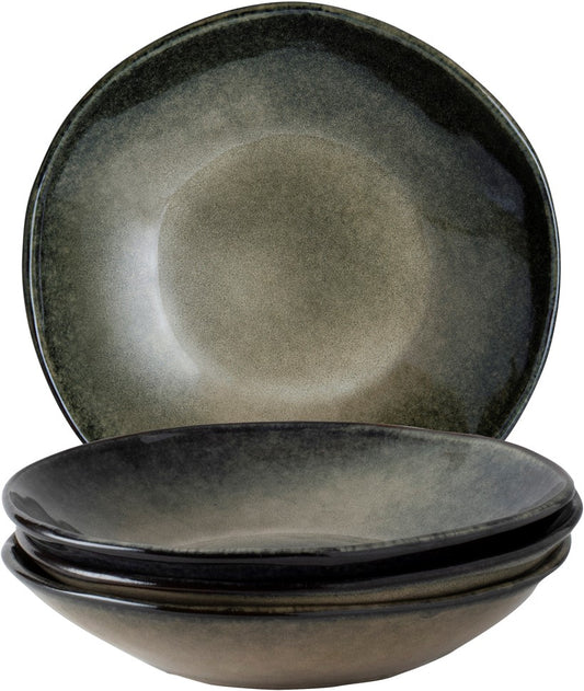 Dutch Rose Gift Set 4 Plates Deep 23.5 cm Green