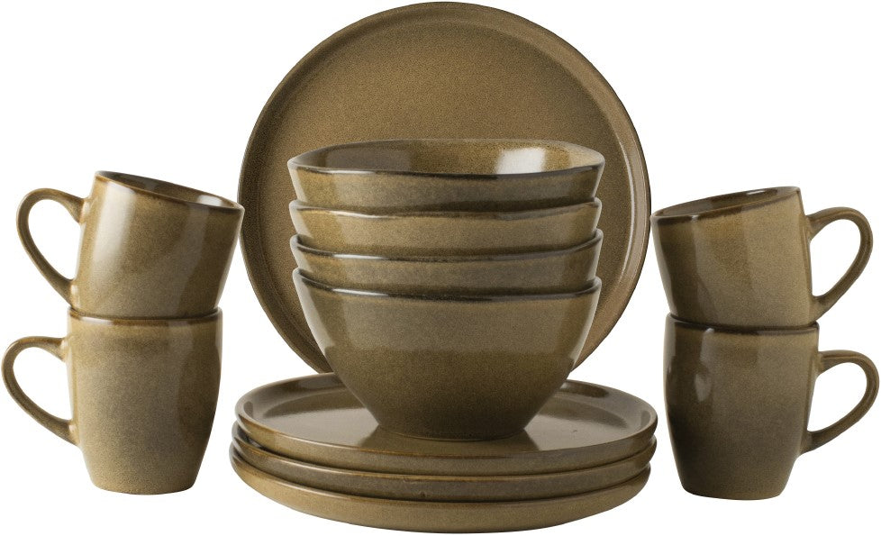 Dutch Rose Set 12 Piece Tableware Camel