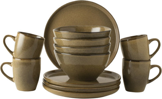Dutch Rose Set 12 Piece Tableware Camel