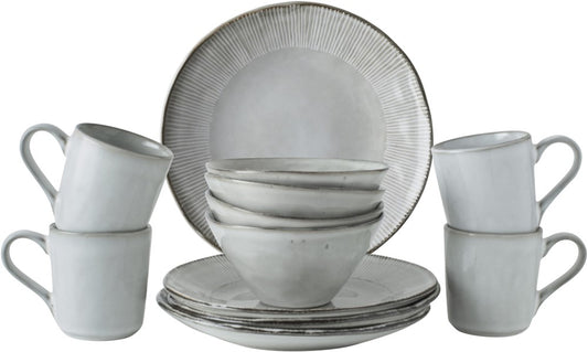Dutch Rose Set 12 Piece Tableware Light Gray