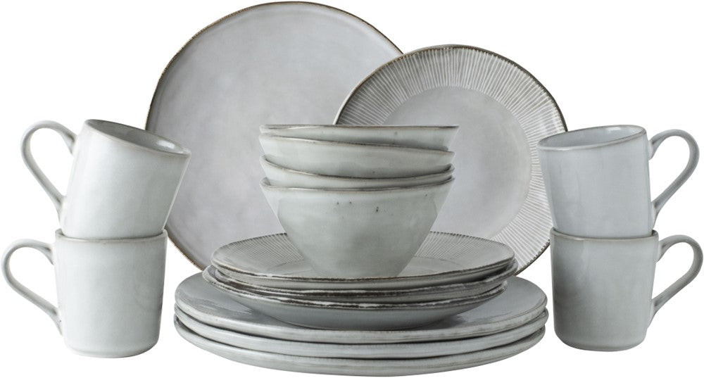 Dutch Rose Set 16 Piece Tableware Light Gray