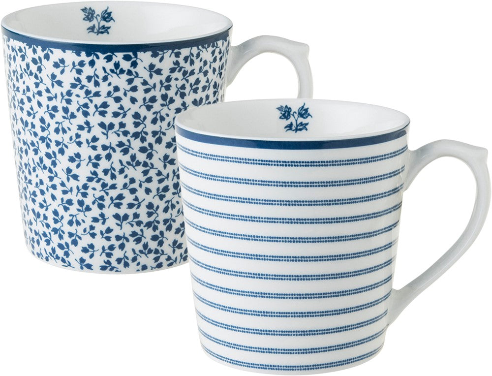 Laura Ashley Giftset 2 Mini mugs Floris and Candy Stripe 22 cl.