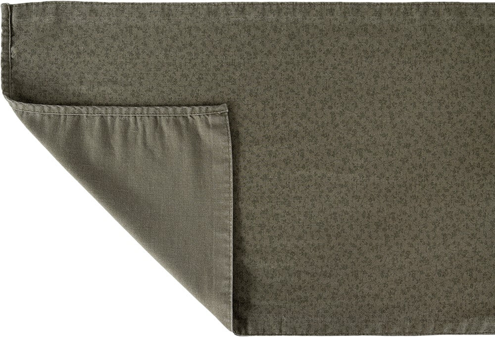 Laura Ashley Tafelloper Sage groen Dubbelzijdig Uni/Wild Clematis 40x150cm